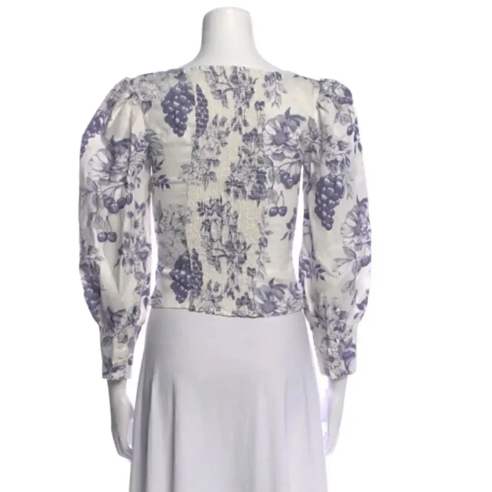 REFORMATION Linen Floral Stilton Puff Sleeve Top Carla XS Size 0 Worn Once
